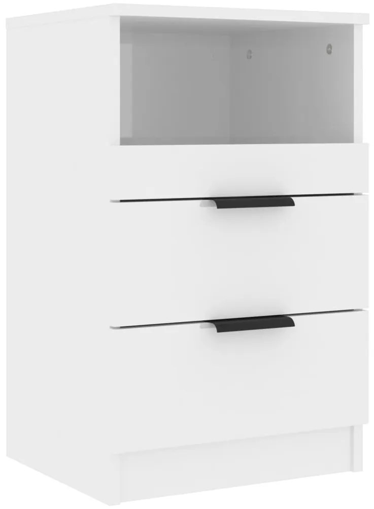 Mesas de cabeceira 2 pcs madeira processada branco brilhante