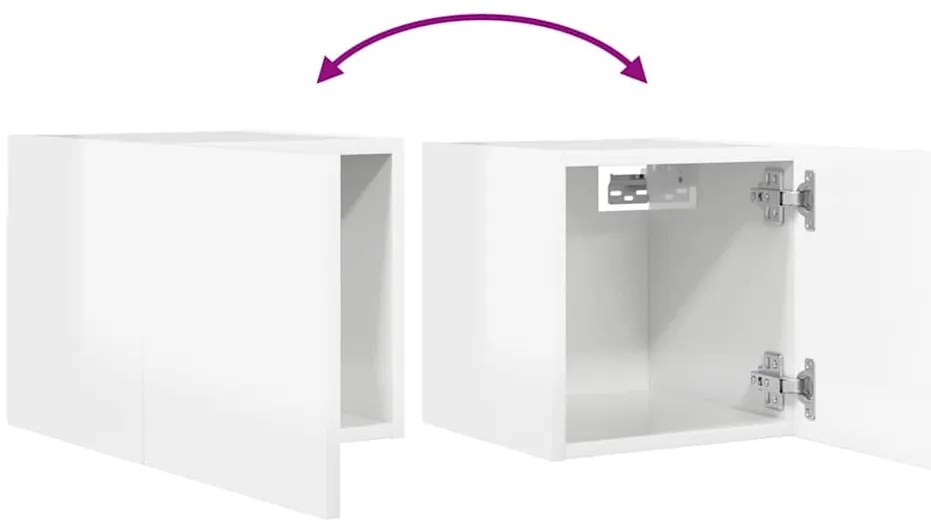 Armário de parede para TV 30,5x30x30 cm branco brilhante