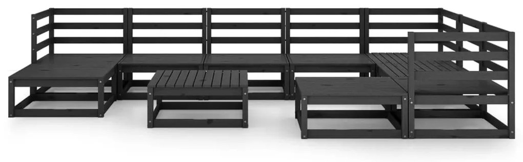 10 pcs conjunto lounge de jardim pinho maciço preto