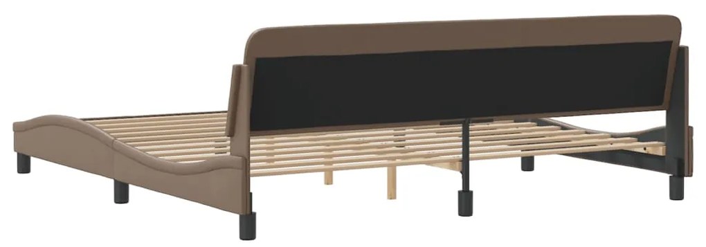 Estrutura cama cabeceira 200x200 cm couro artificial cappuccino