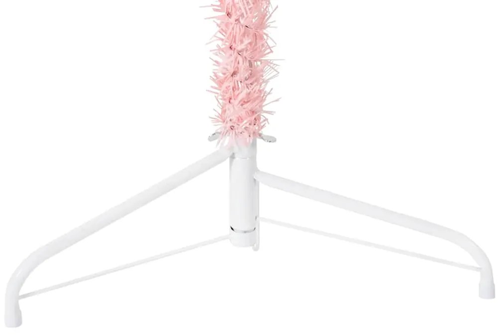 Meia árvore de Natal fina com suporte 210 cm rosa