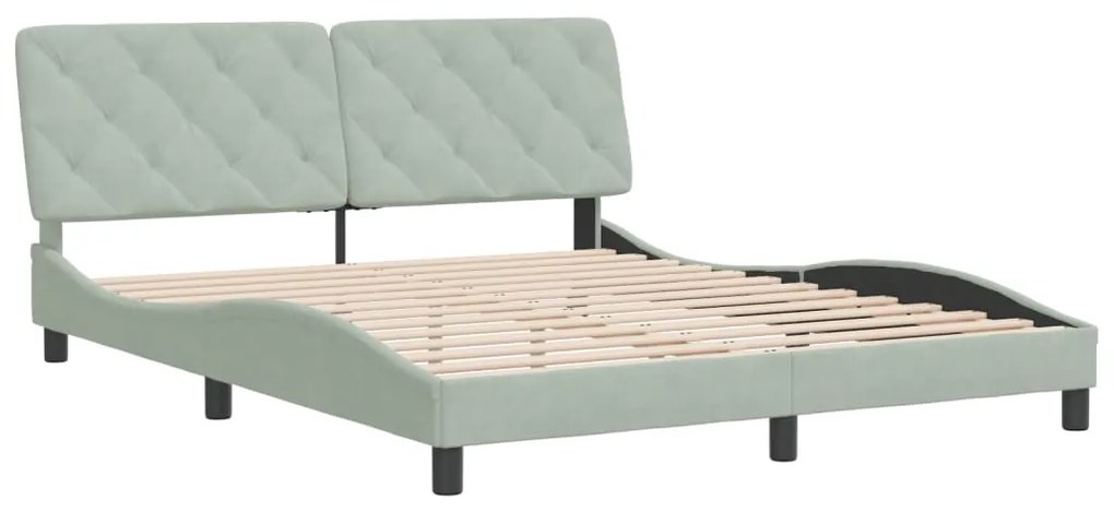Estrutura de cama sem colchão 160x200 cm veludo cinzento-claro