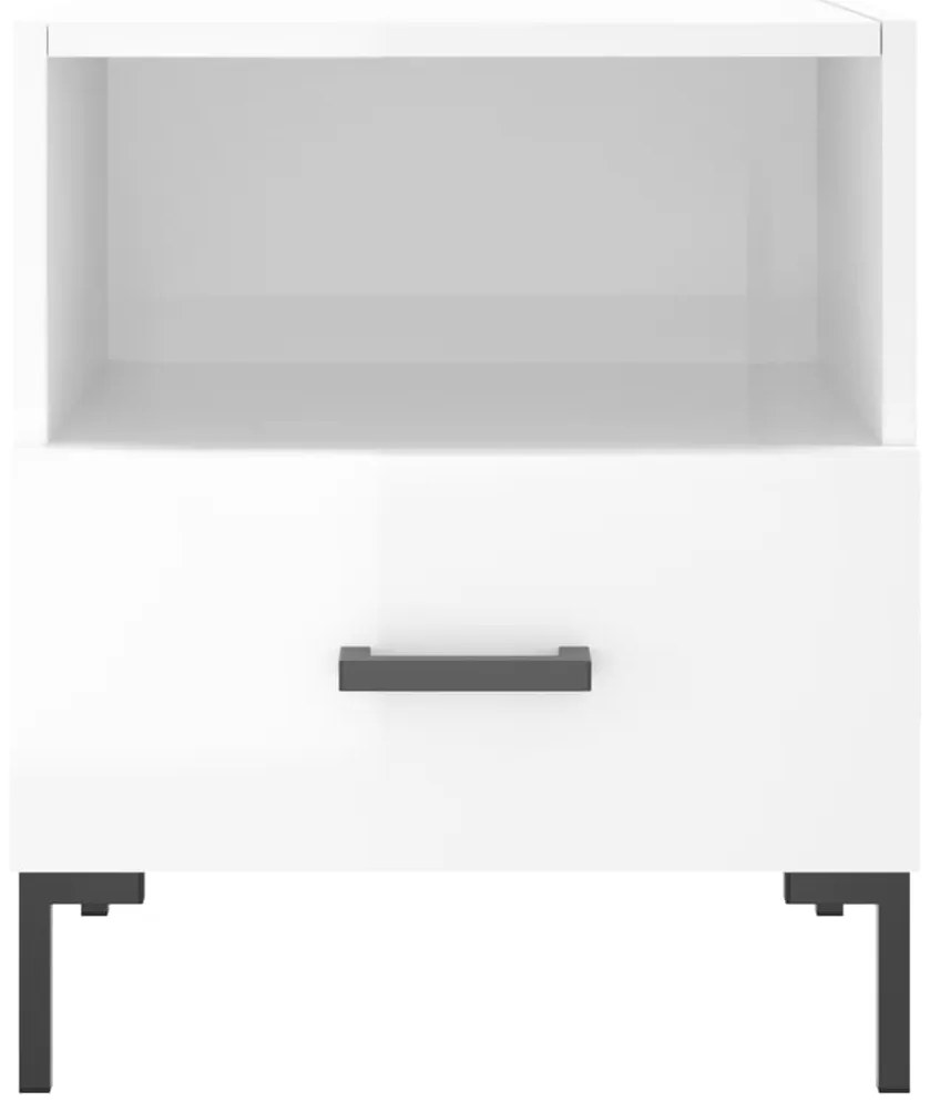 Mesas de cabeceira 2pcs derivados de madeira branco brilhante