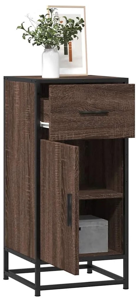 vidaXL Aparador 35,5x35x76cm deriv. de madeira/metal carvalho castanho