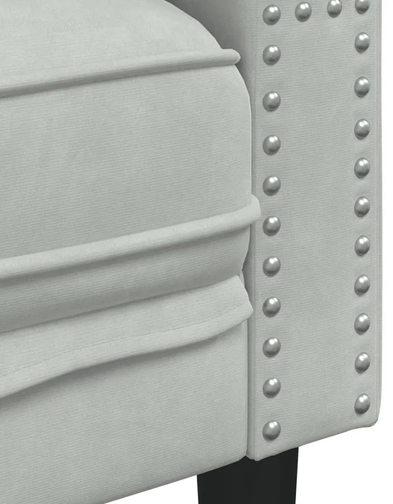 Sofá chesterfield veludo cinzento-claro