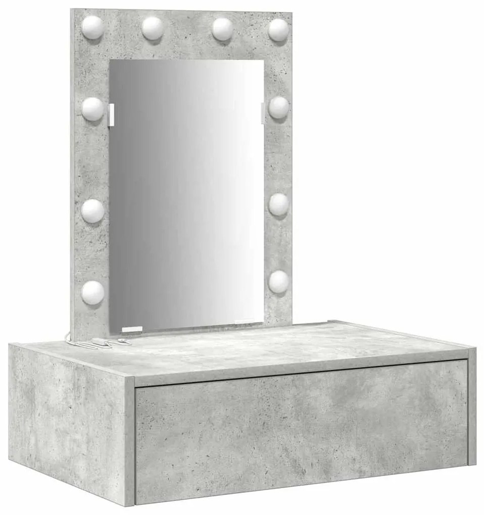 Mesa de Maquiagem Suspensa com Luzes LED Cinza Concreto