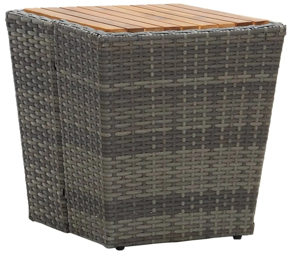 Mesa de chá 41,5x41,5x43 cm vime PE e acácia maciça cinzento