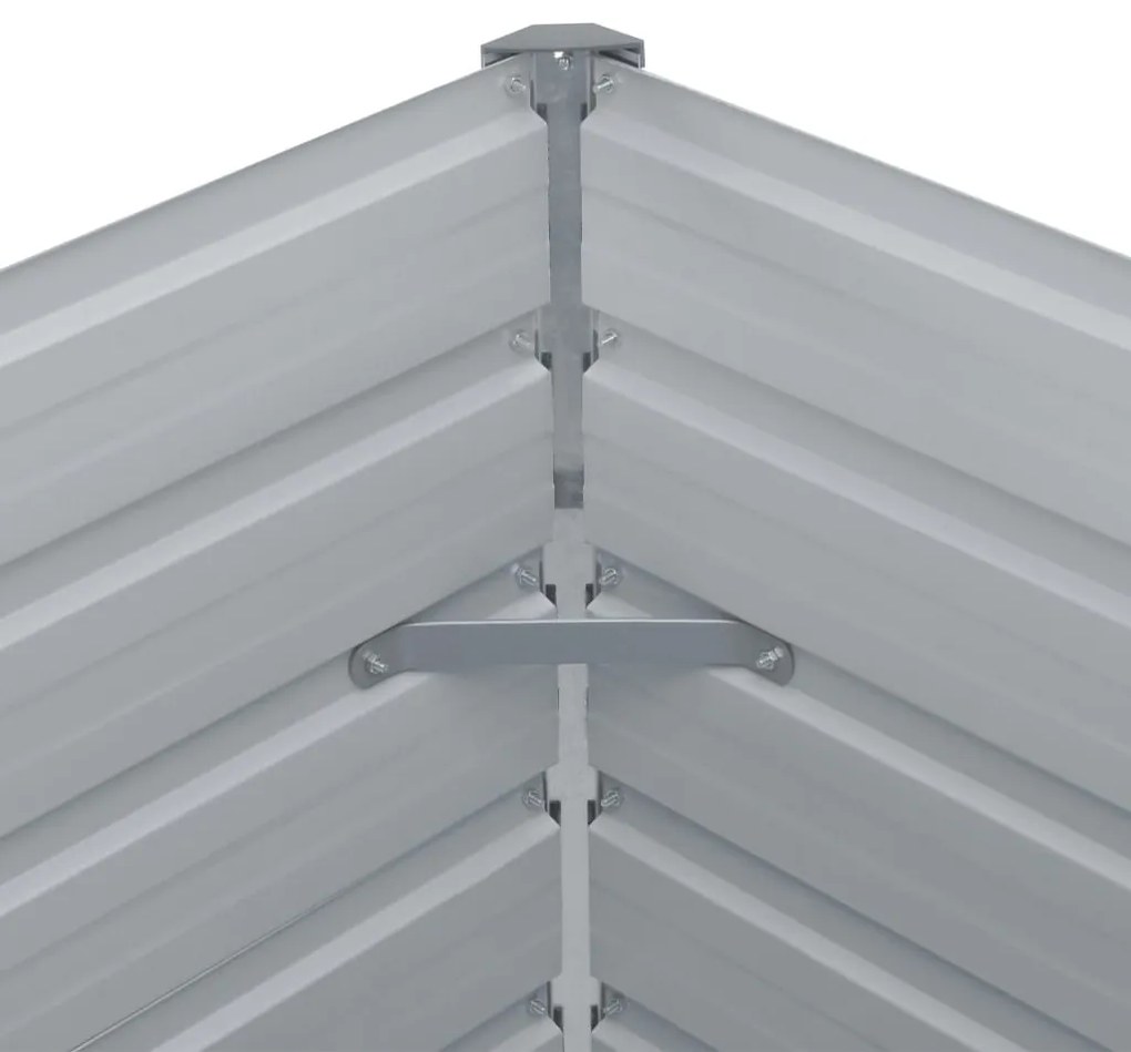 Canteiro jardim elevado 100x100x77cm aço galvanizado cinzento