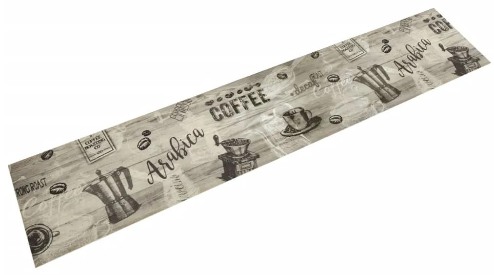 vidaXL Tapete de cozinha lavável 60x300 cm veludo padrão café cinzento