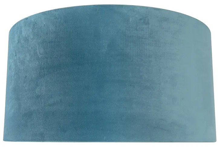 Abajur de veludo azul 50/50/25 com interior dourado