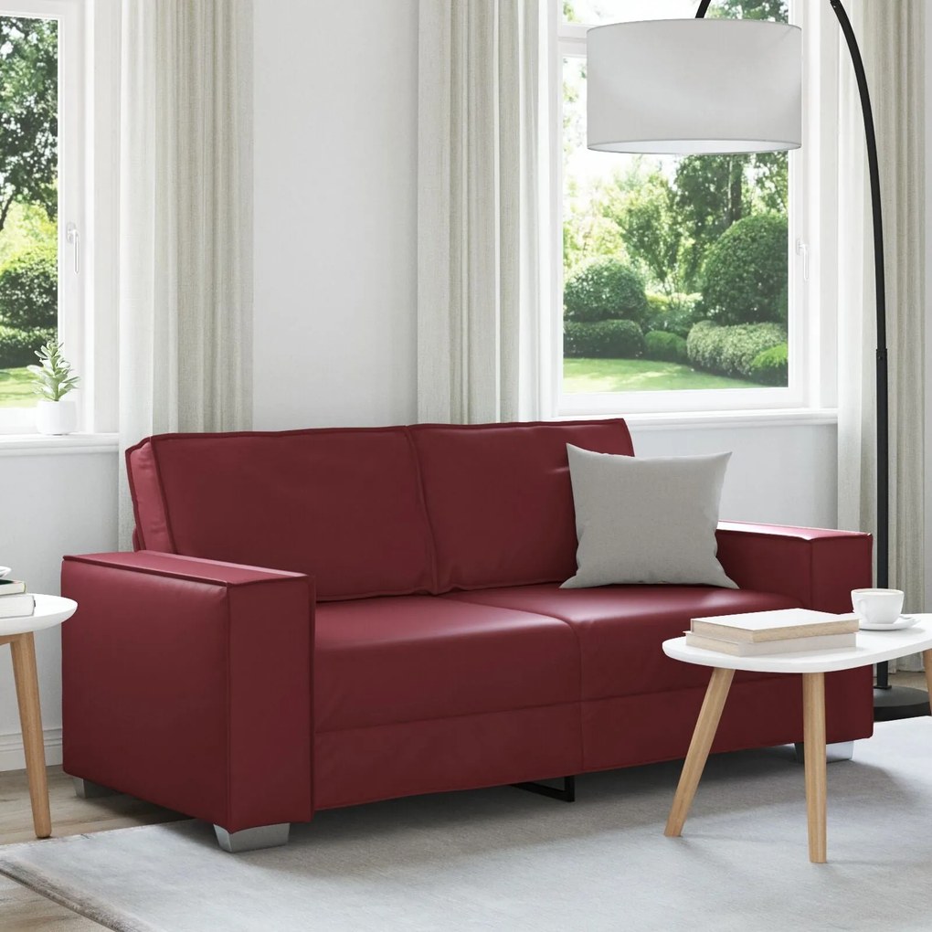 Sofá Loveseat vidaXL Vinho 140 cm em Couro Sintético