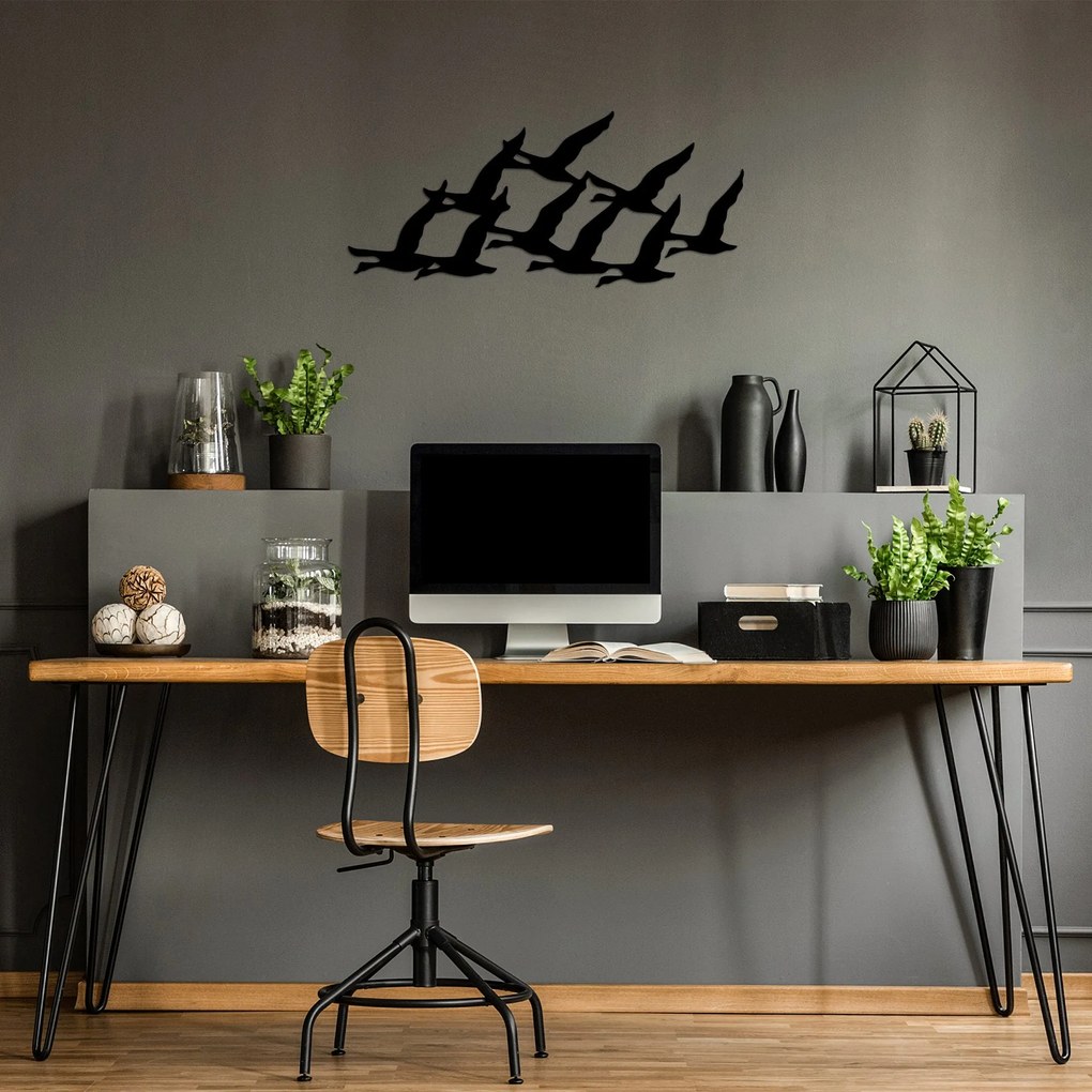 Acessório Decorativo de Parede Migrant Birds – Preto – 29 x 70 cm
