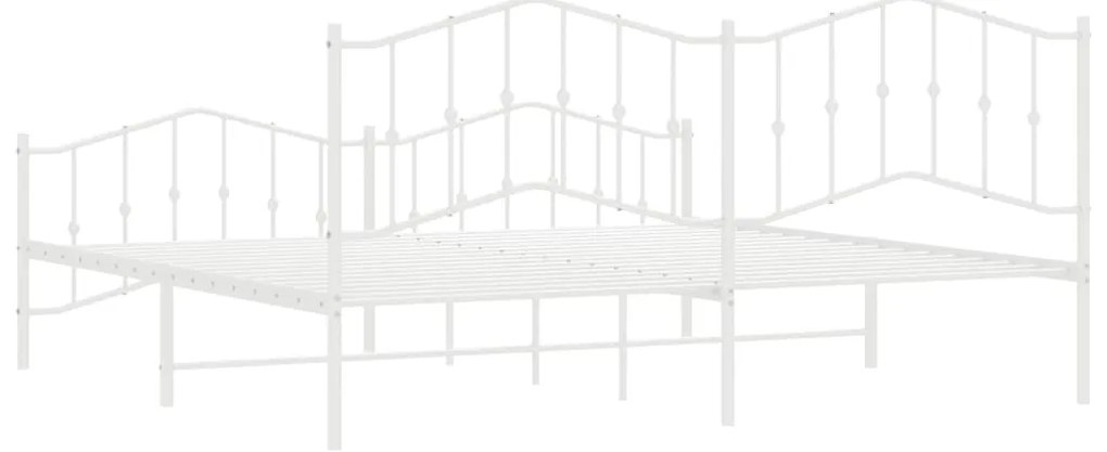 Estrutura de cama com cabeceira e pés 200x200 cm metal branco