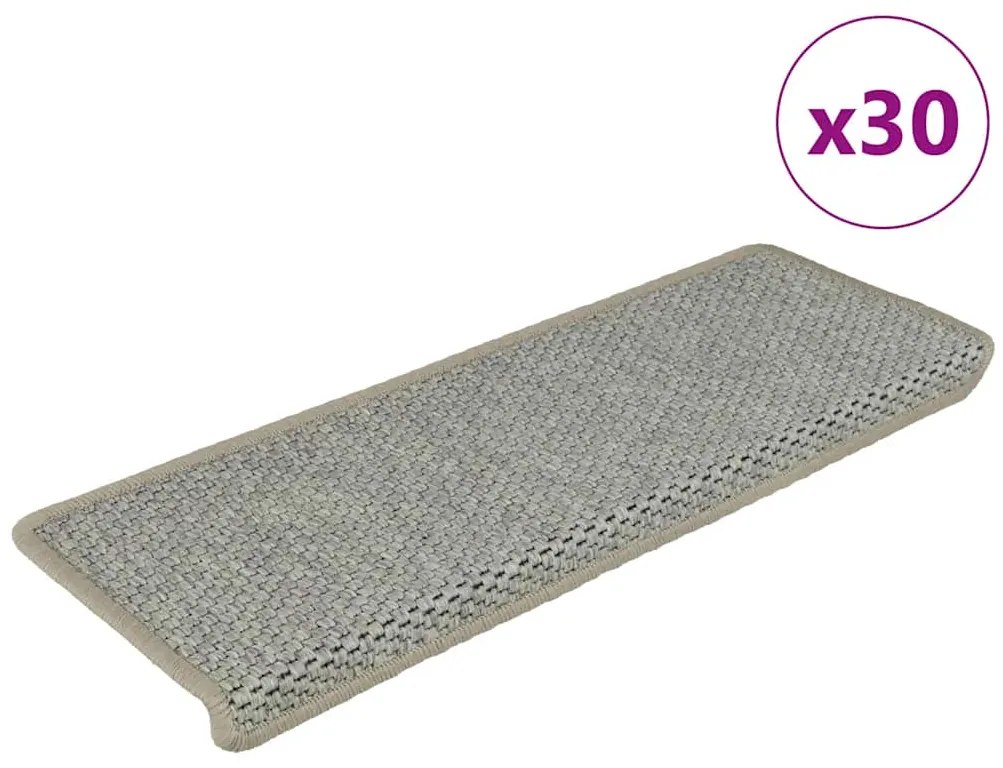 vidaXL Tapetes escada adesivos aspeto sisal 30 pcs 65x21x4 cm verde