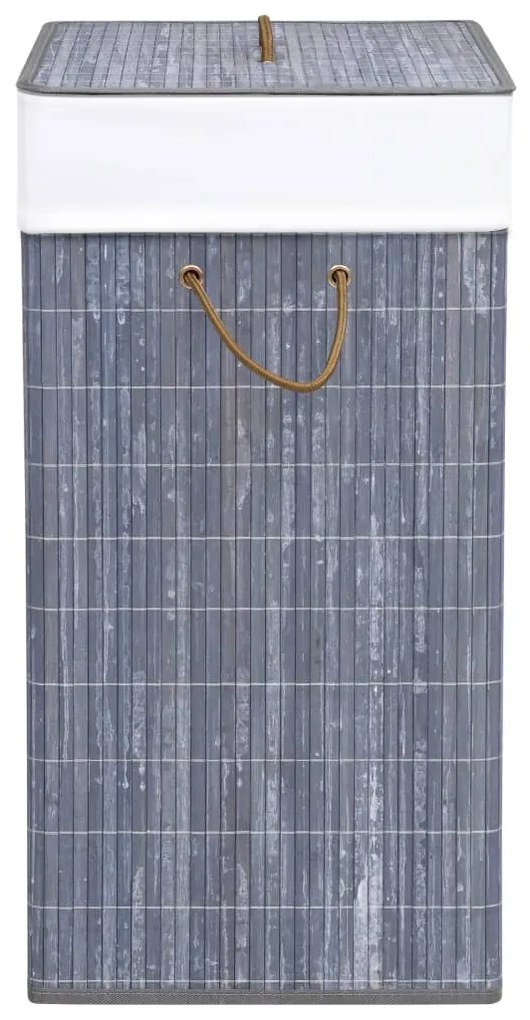 Cesto para roupa suja c/ secção única 83 L bambu cinzento
