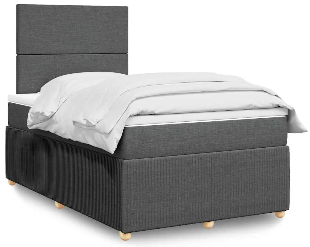 Cama com molas/colchão 120x200 cm tecido cinzento-escuro