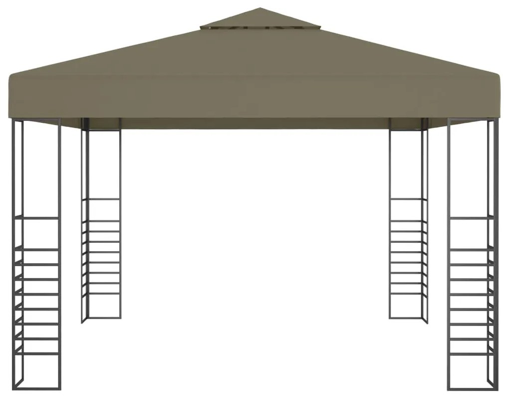 Tenda de jardim c/ cordões de luzes LED 3x3 m cinza-acastanhado