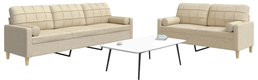 2pcs conjunto de sofás c/ almofadas decorativas tecido creme