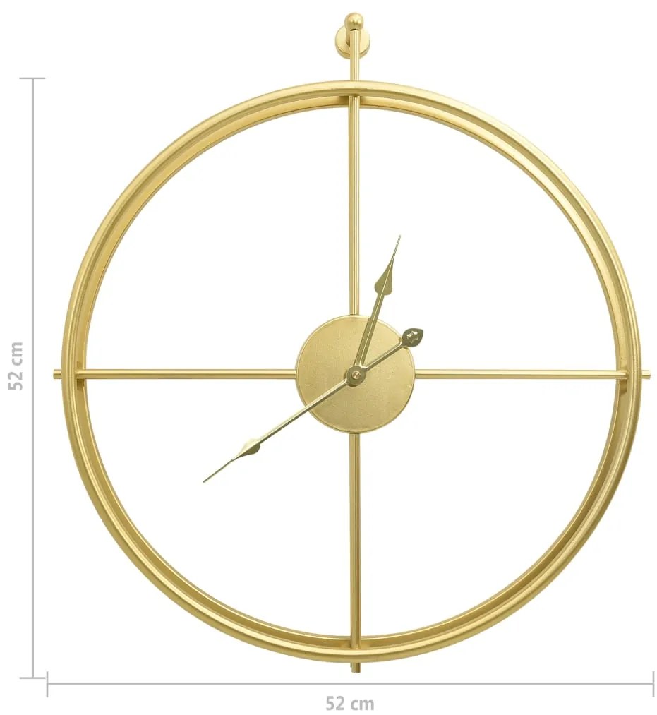 Relógio de parede 52 cm ferro dourado