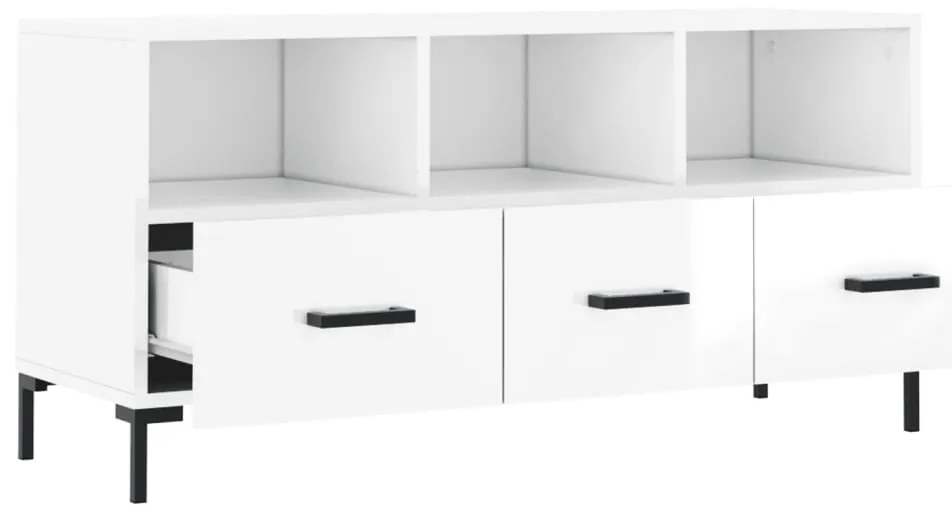 Móvel para TV 102x36x50 cm derivados madeira branco brilhante