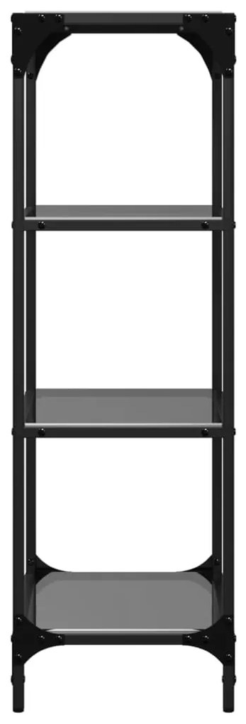 Unidade de prateleiras c/ tampo de vidro preto 40x30x95 cm aço