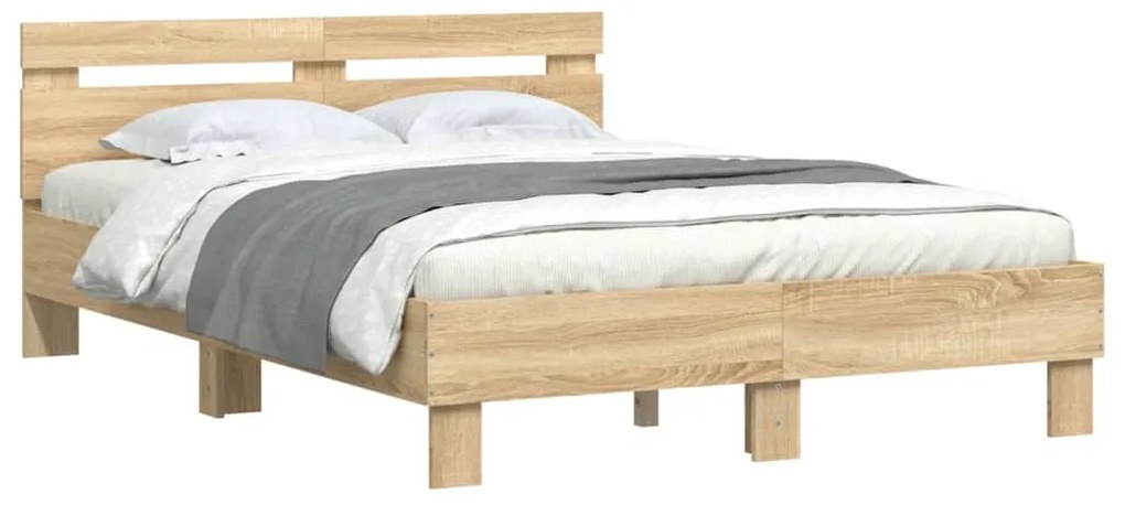 Estrutura cama c/ cabeceira derivados madeira carvalho sonoma