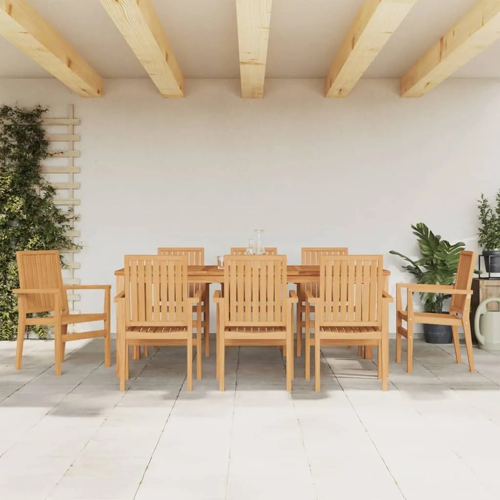 Cadeiras de jardim empilháveis 8 pcs 56,5x57,5x91cm teca maciça