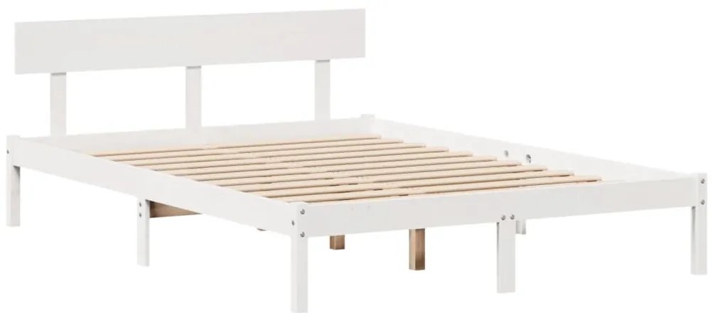 Cama sem colchão 150x200 cm madeira de pinho maciça branco