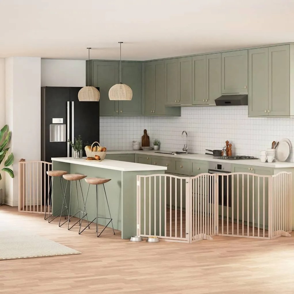 vidaXL Portão para cães com porta dobrável 8 painéis 640 cm álamo