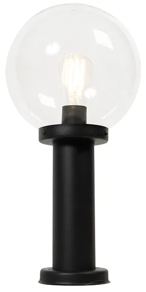 Candeeiro de pé exterior preto com globo transparente 50 cm IP44 - Sfera