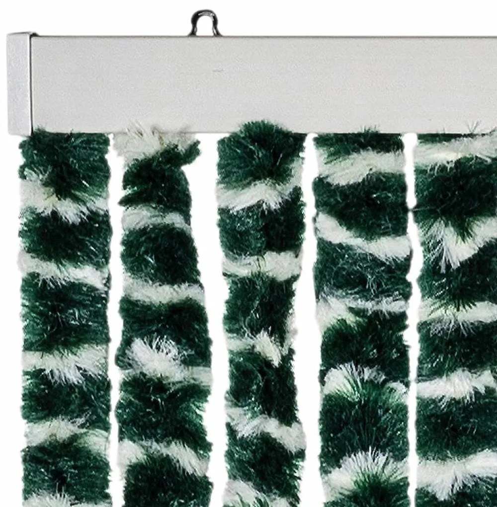Cortina anti-insetos 56x200 cm chenille verde e branco