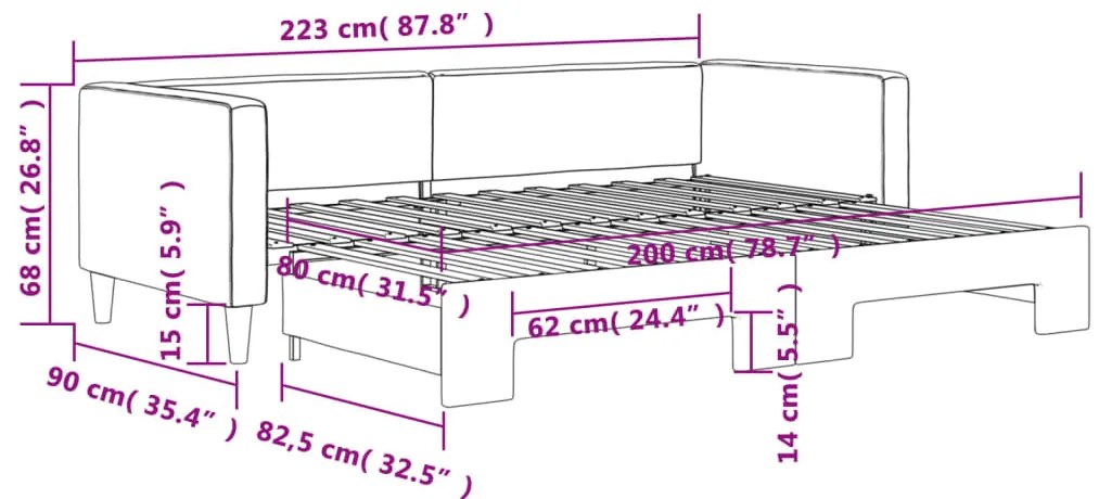 Sofá-cama com gavetão 80x200 cm tecido cinzento-claro