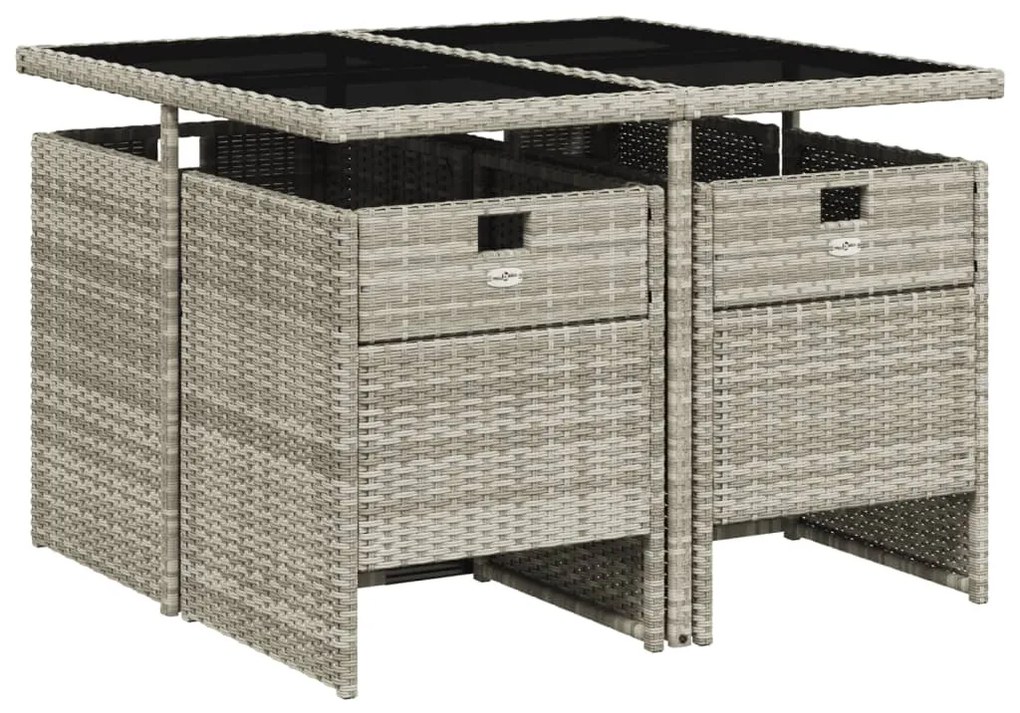 5 pcs conjunto de jantar p/ jardim c/ almofadões cinzento claro