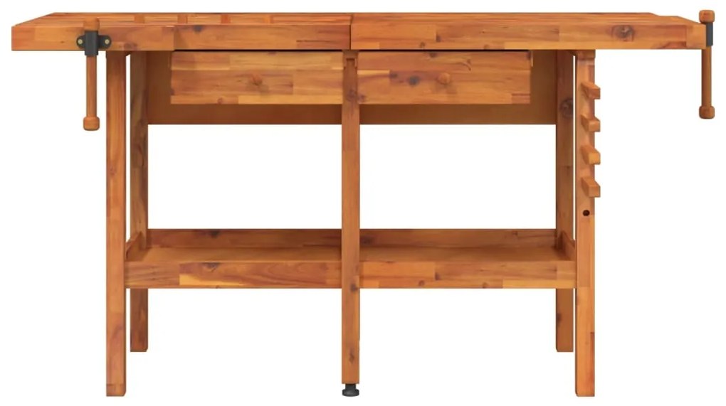 Bancada de trabalho + gavetas/tornos 162x62x83 cm acácia maciça