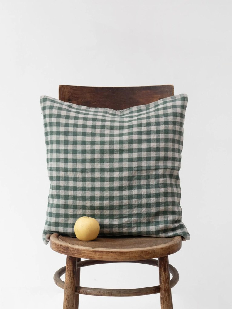 Capa de almofada em linho Forest Green Gingham