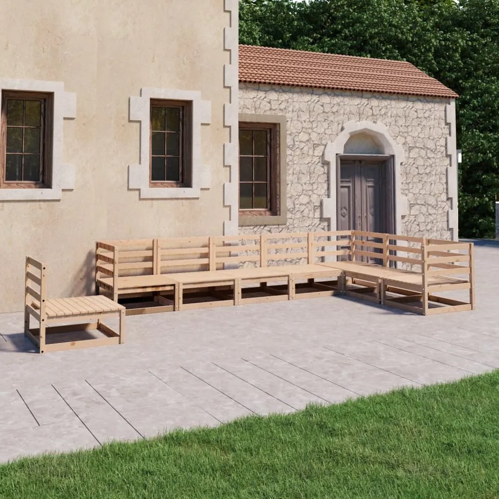 vidaXL 8 pcs conjunto lounge de jardim pinho maciço
