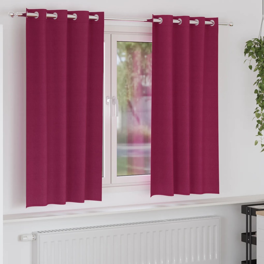 vidaXL Cortinas 2 pcs Vinho Vermelho 175 x 140 cm Poliéster