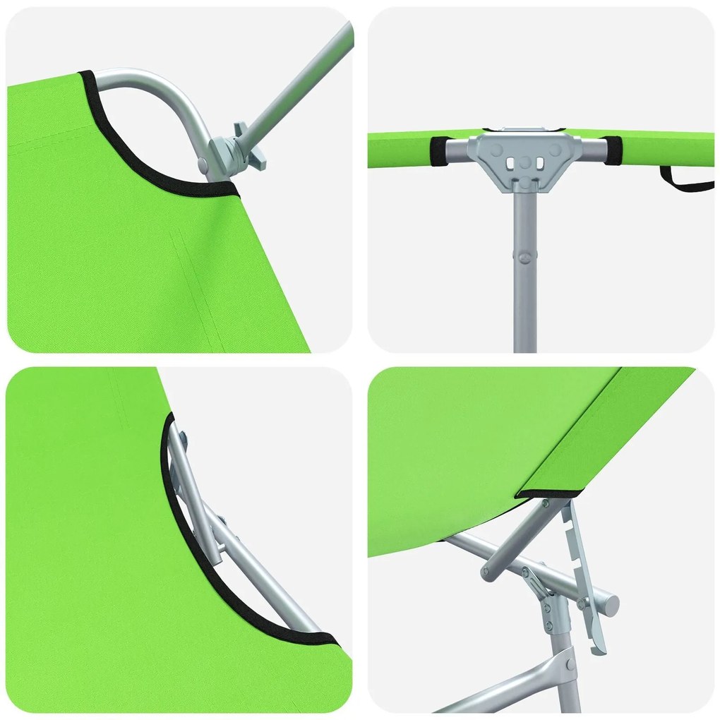 Espreguiçadeiras Dobráveis 2 pcs com Teto Verde Tecido Oxford 600D