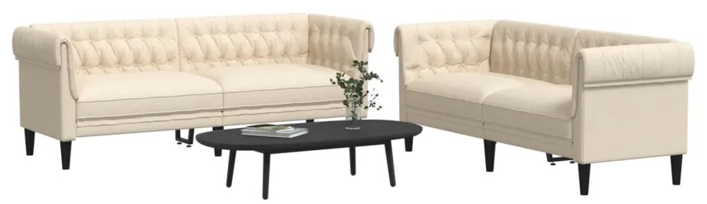 vidaXL 2 pcs conjunto de sofás tecido cor creme