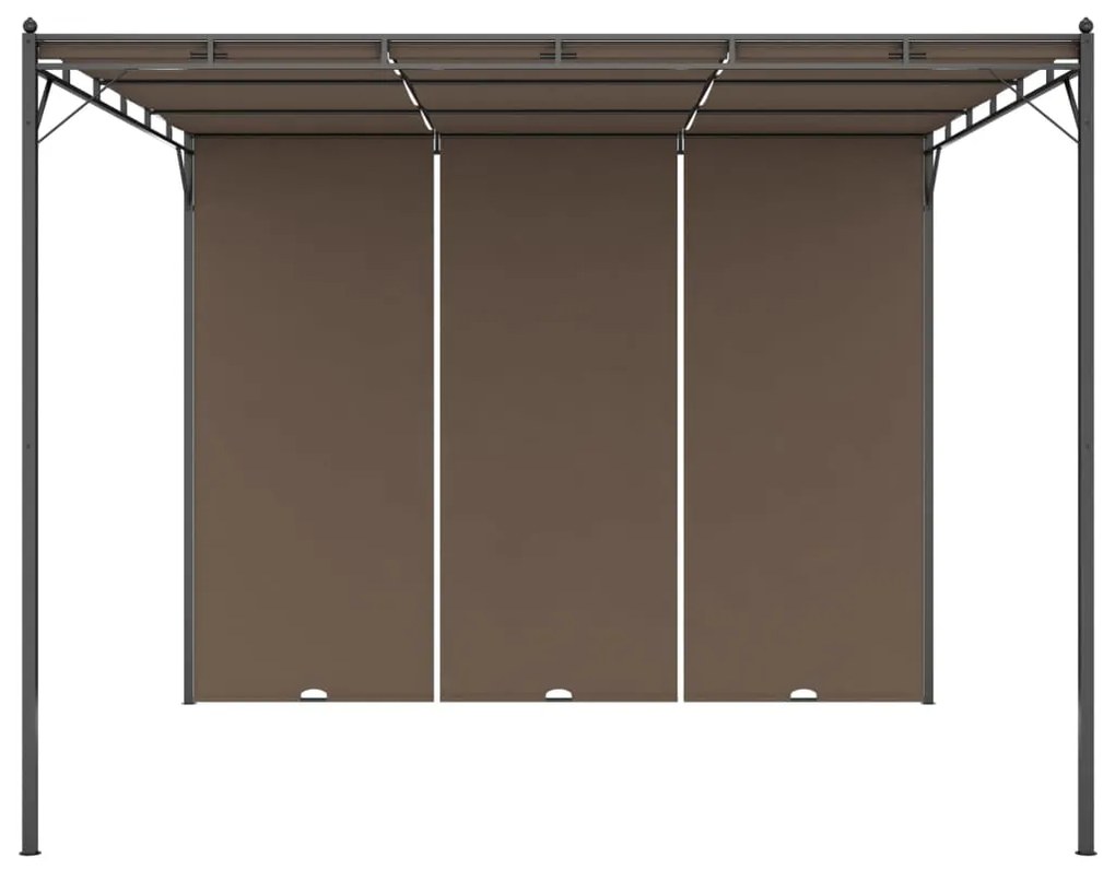 Gazebo jardim c/ cortina lateral 3x3x2,25m cinzento-acastanhado