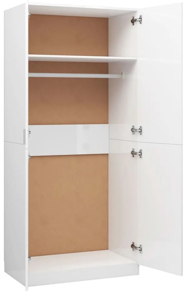 Roupeiro 80x52x180 cm derivados de madeira branco brilhante