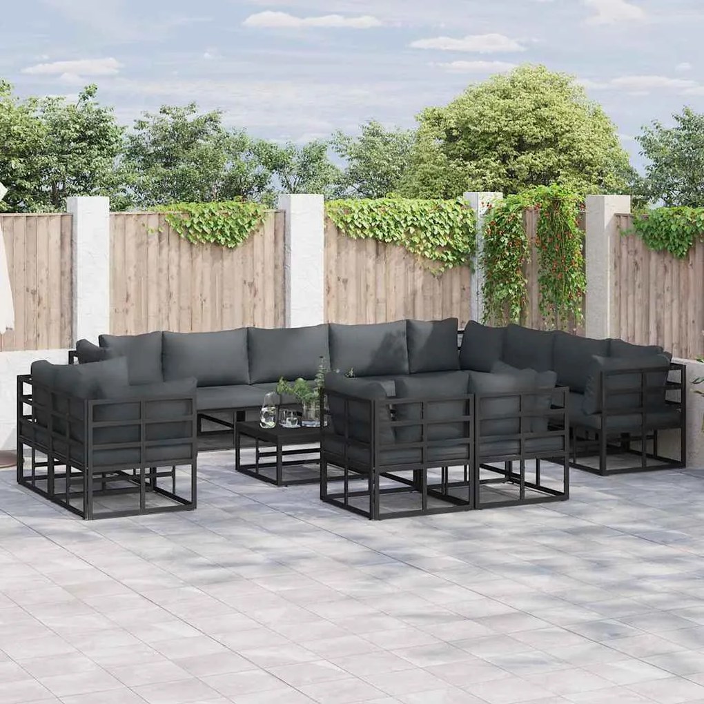 vidaXL Conjunto de Sofá de Jardim 12 pcs Preto 353 x 283 x 71 cm