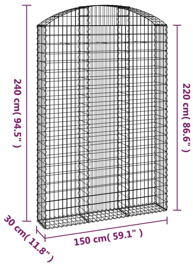 Cesto gabião arqueado 150x30x220/240 cm ferro galvanizado