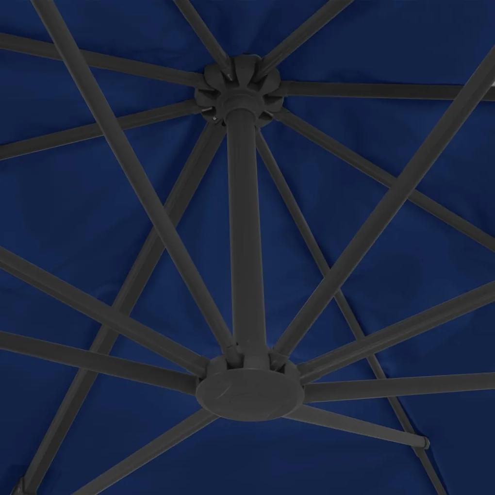 Guarda-sol cantilever com poste alumínio 4x3 m azul-ciano