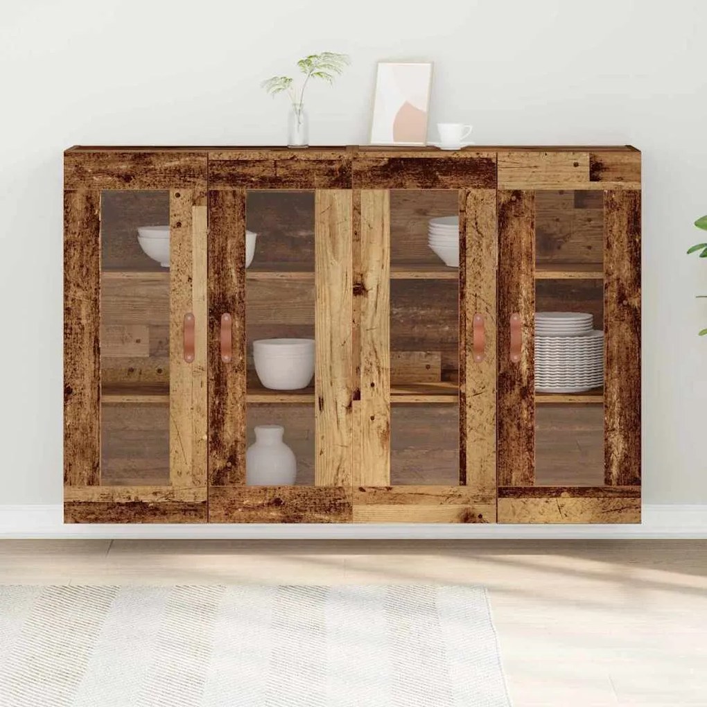 Conjunto de Armários de Parede 2 peças Madeira Velha 69.5 x 34 x 90 cm