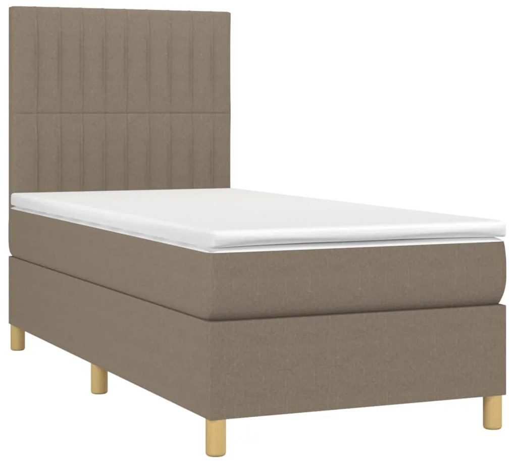 Cama box spring colchão/LED 100x200cm tecido cinza-acastanhado