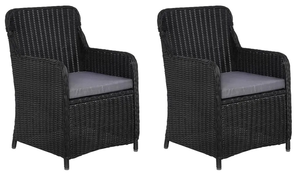 3 pcs conjunto de jantar para jardim preto