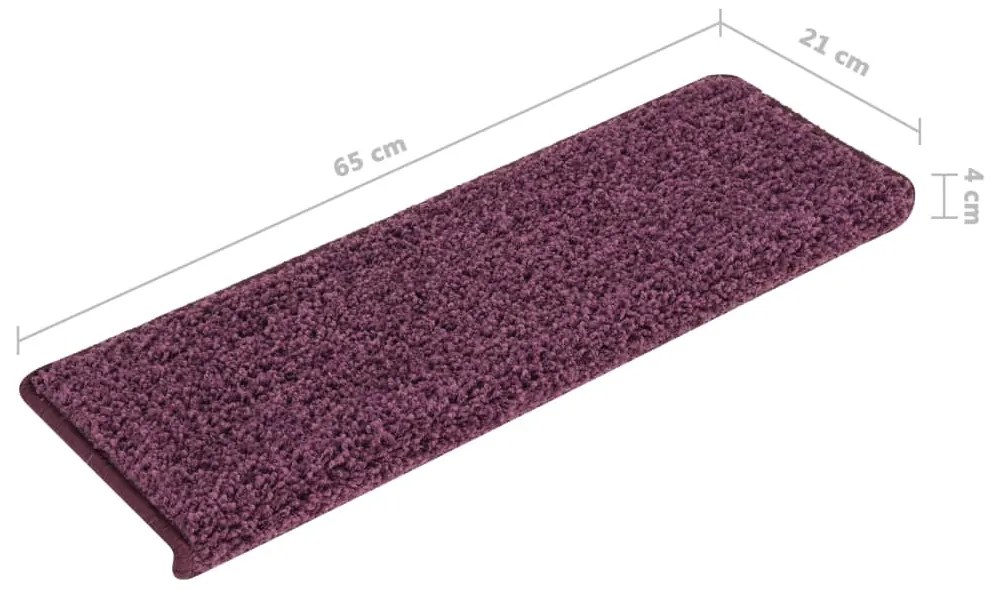 Tapete/carpete para degraus 15 pcs 65x21x4 cm roxo-escuro