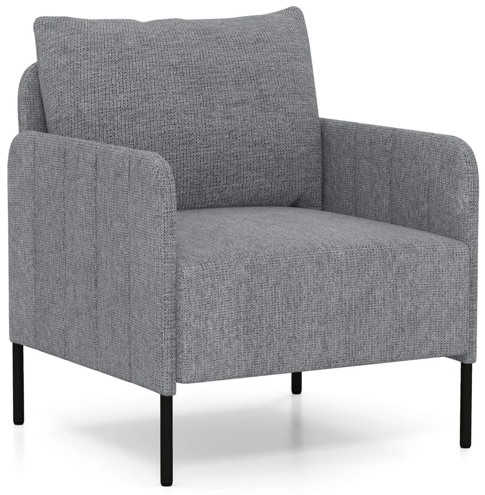 Sofá individual com almofada e pés ajustáveis Cadeira moderna de leitura 73 x 79 x 79 cm Cinza