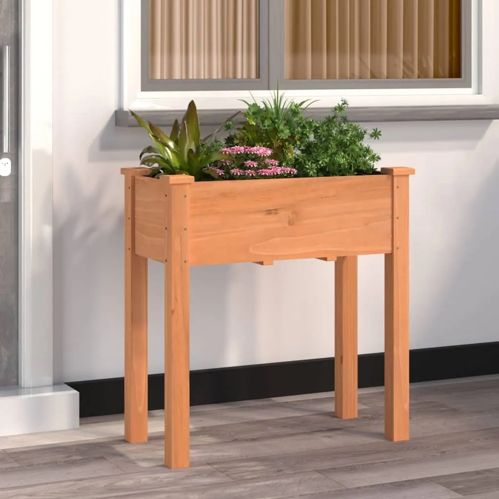 vidaXL Vaso/floreira c/ forro 71x37x76 cm abeto maciço castanho